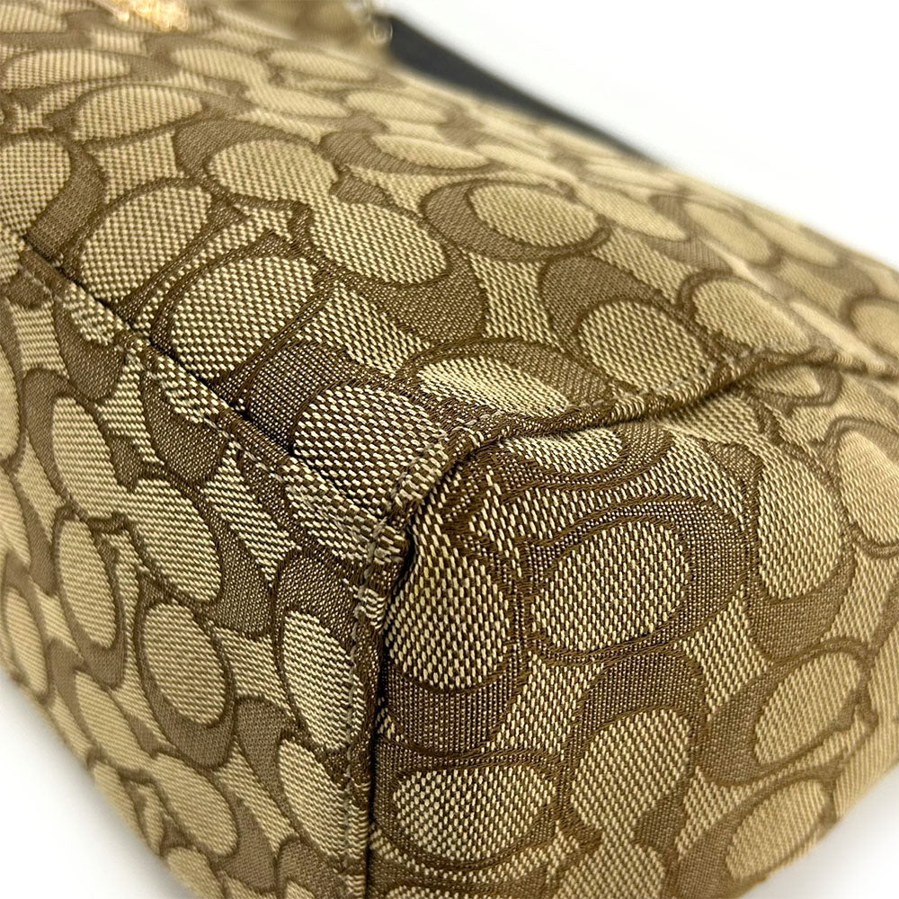 COACH Shoulder Bag F58284 Leather, Canvas beige Signature Women Used Authentic