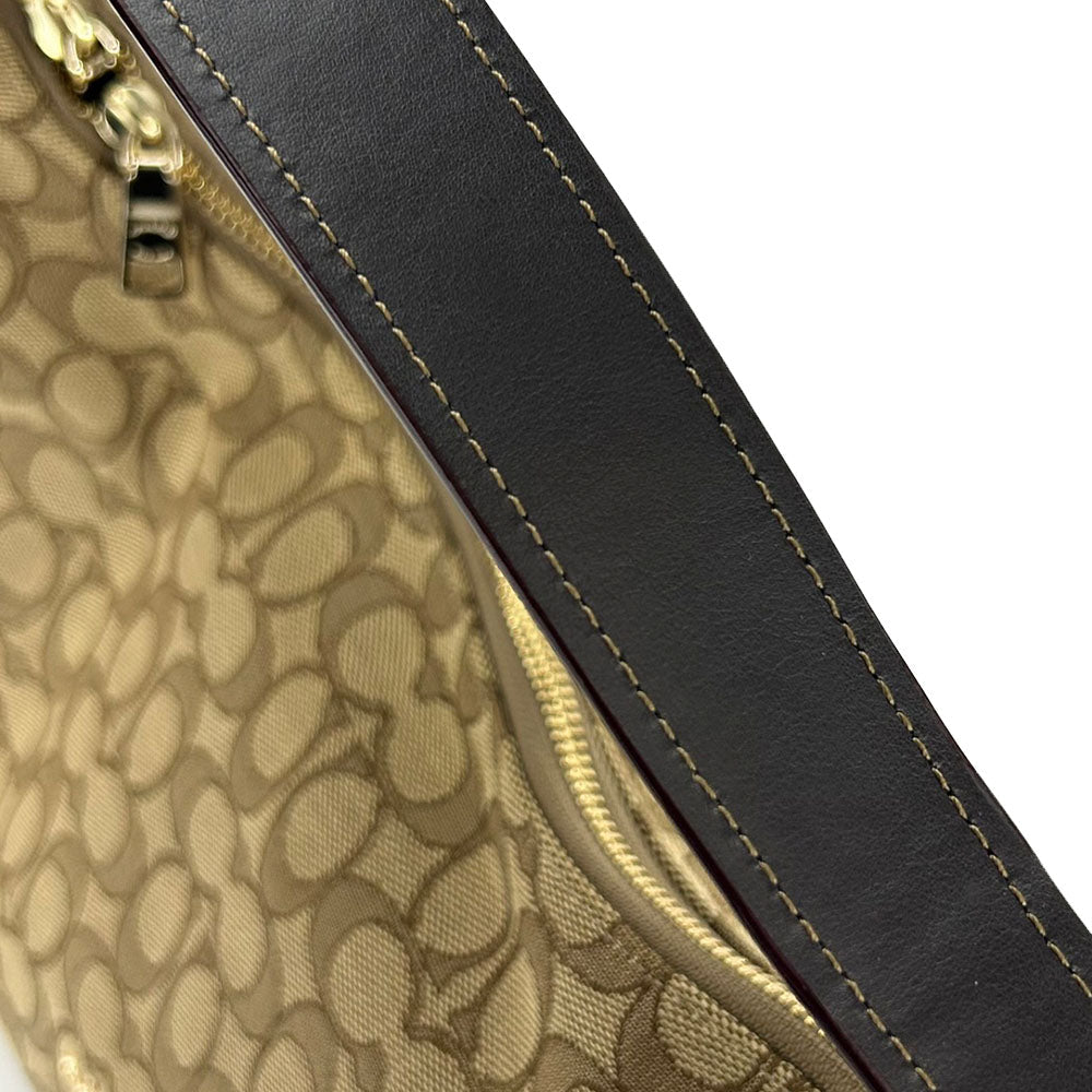 COACH Shoulder Bag F58284 Leather, Canvas beige Signature Women Used Authentic