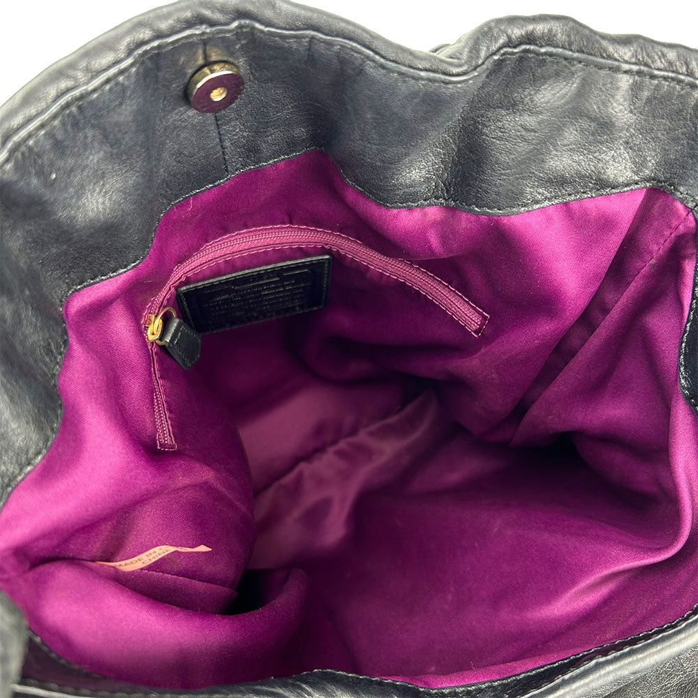 COACH Tote Bag 25627 leather black Madison Gathered Twist Women Used Authentic