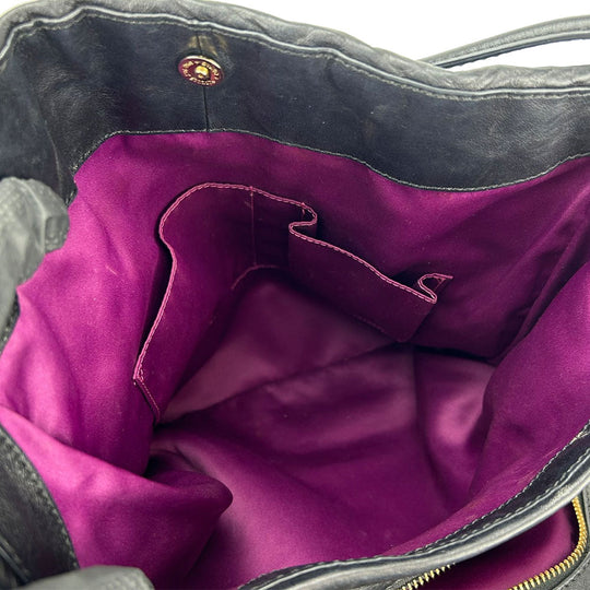 COACH Tote Bag 25627 leather black Madison Gathered Twist Women Used Authentic