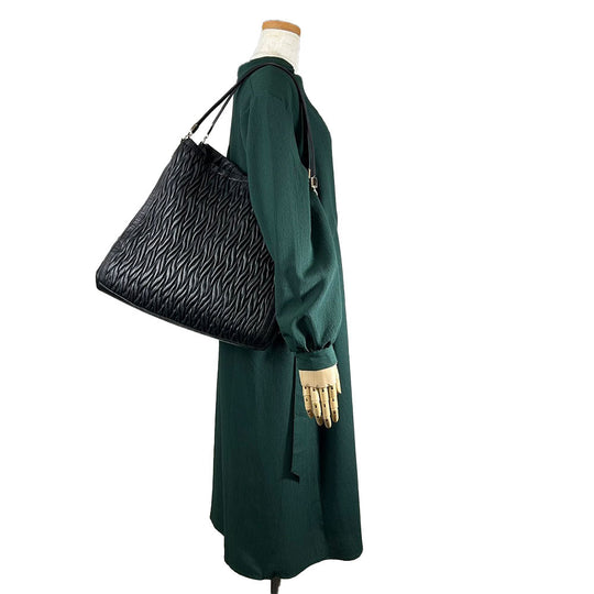 COACH Tote Bag 25627 leather black Madison Gathered Twist Women Used Authentic