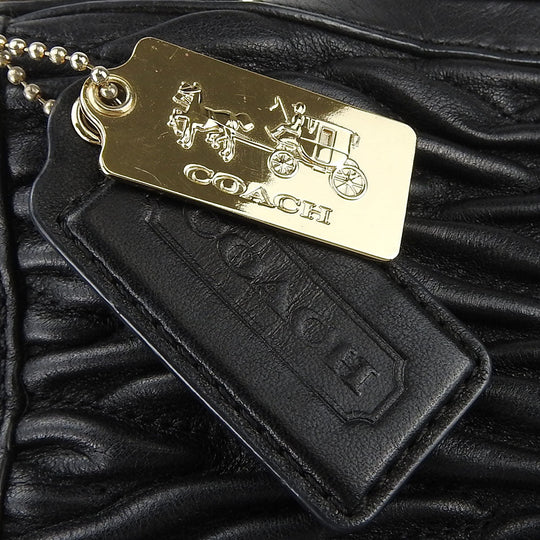 COACH Tote Bag 25627 leather black Madison Gathered Twist Women Used Authentic