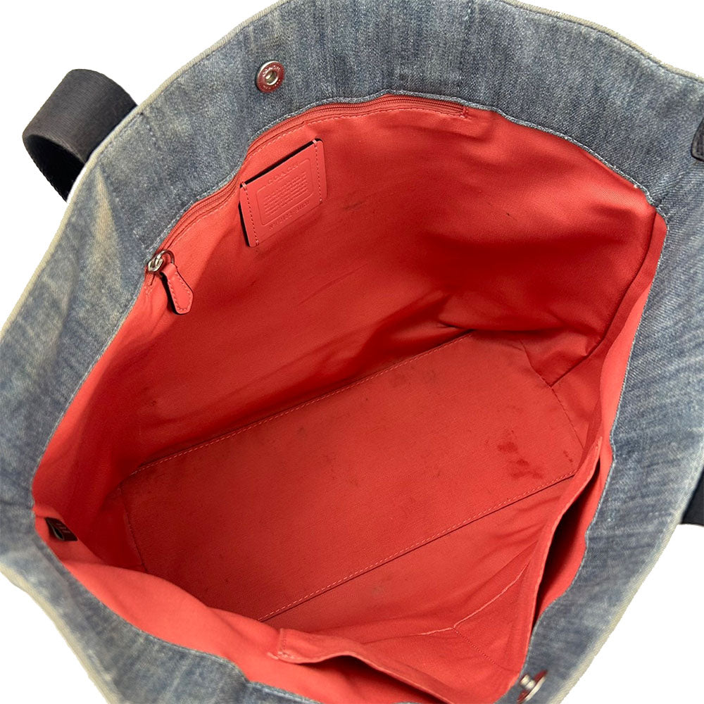 COACH Tote Bag 91131 denim blue Women Used Authentic