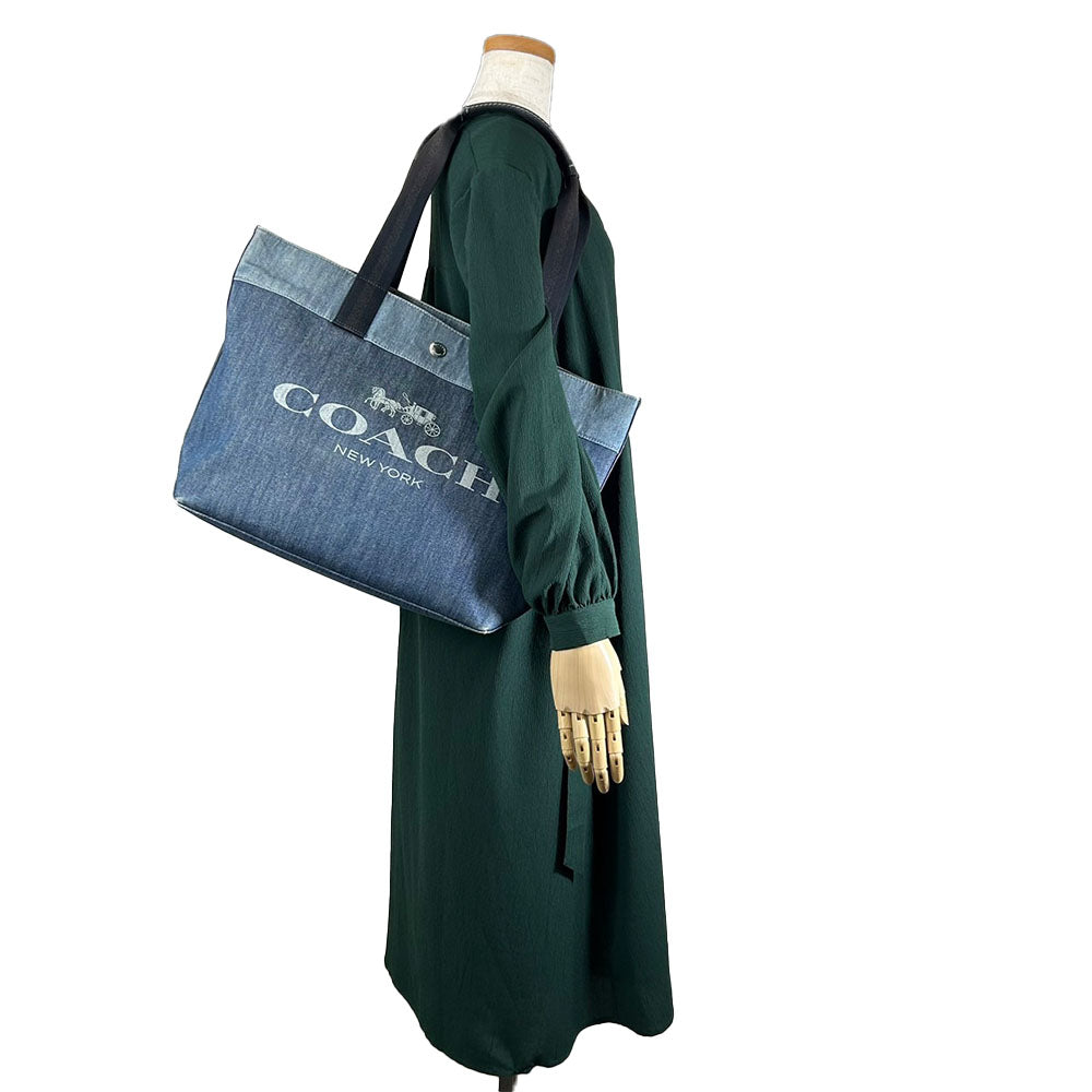 COACH Tote Bag 91131 denim blue Women Used Authentic