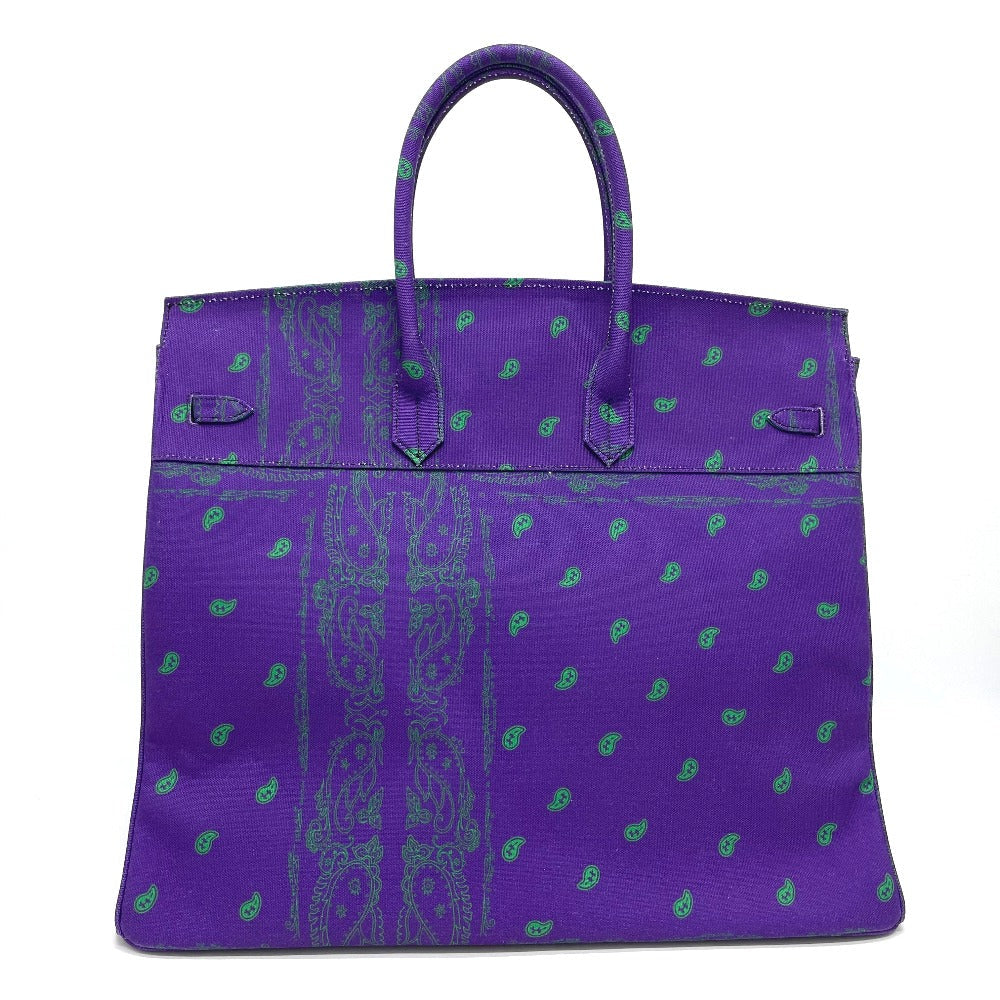 THE WORLD IS YOURS Handbag canvas purple Paisley Turn lock mens Used Authentic