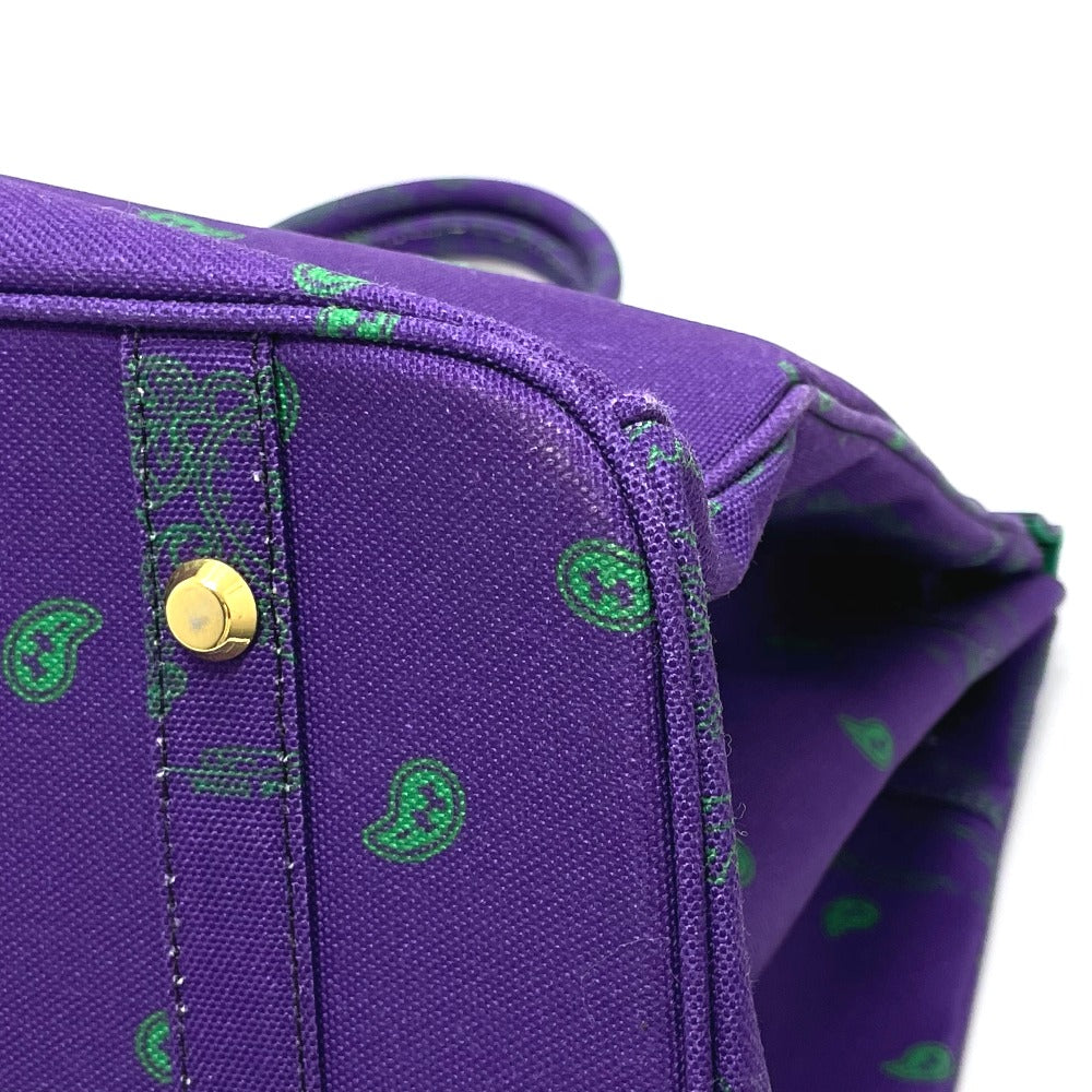 THE WORLD IS YOURS Handbag canvas purple Paisley Turn lock mens Used Authentic