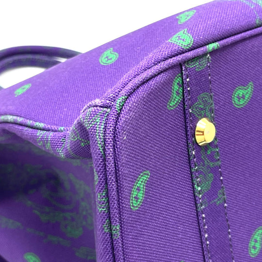 THE WORLD IS YOURS Handbag canvas purple Paisley Turn lock mens Used Authentic