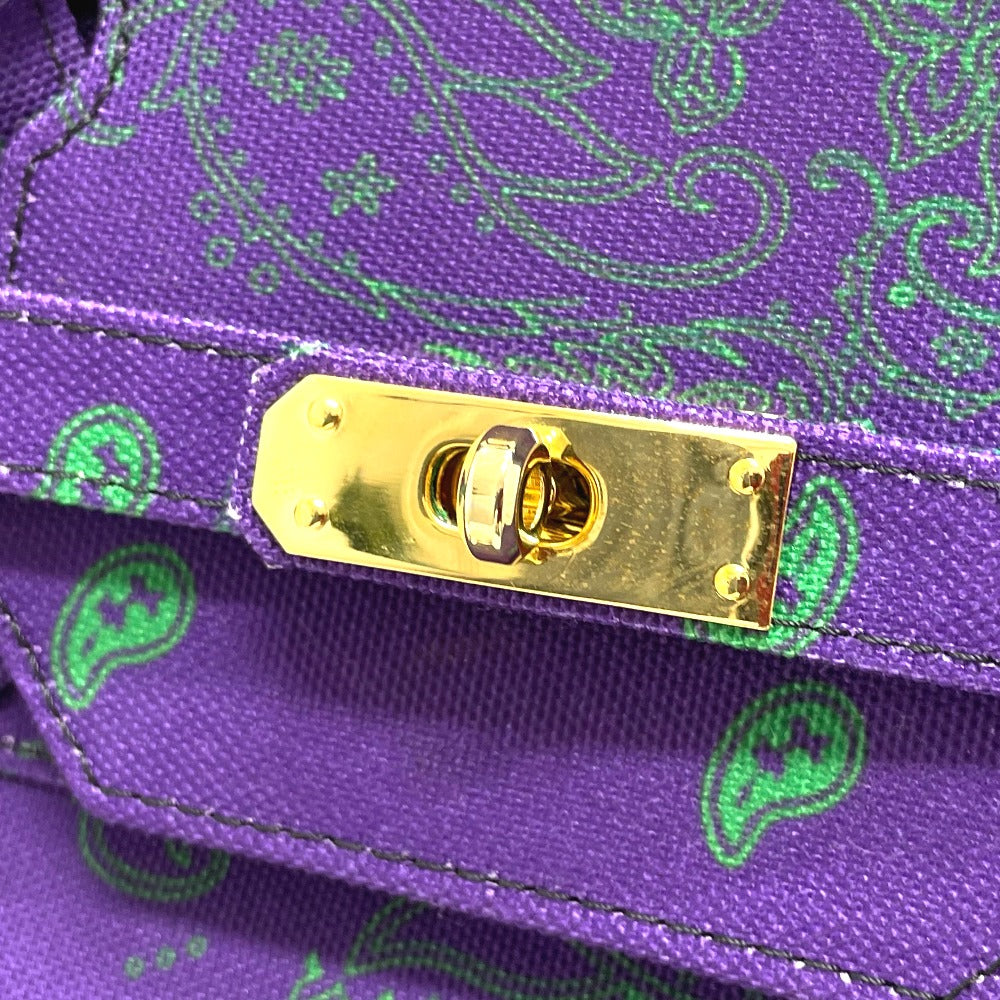 THE WORLD IS YOURS Handbag canvas purple Paisley Turn lock mens Used Authentic