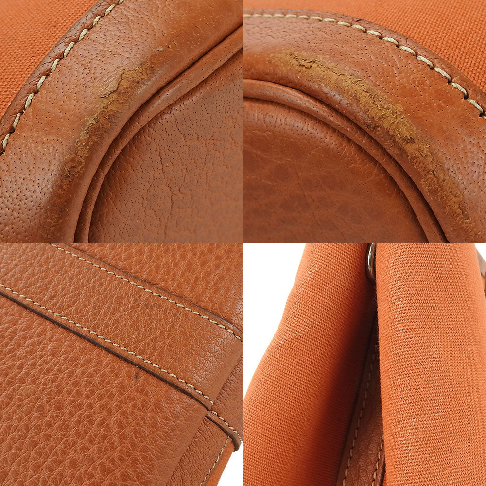 HERMES Tote Bag Canvas, Leather Orange Garden party TPM Women Used Authentic