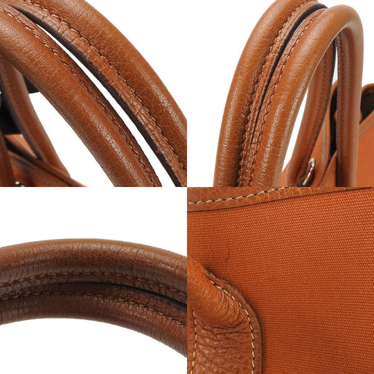 HERMES Tote Bag Canvas, Leather Orange Garden party TPM Women Used Authentic