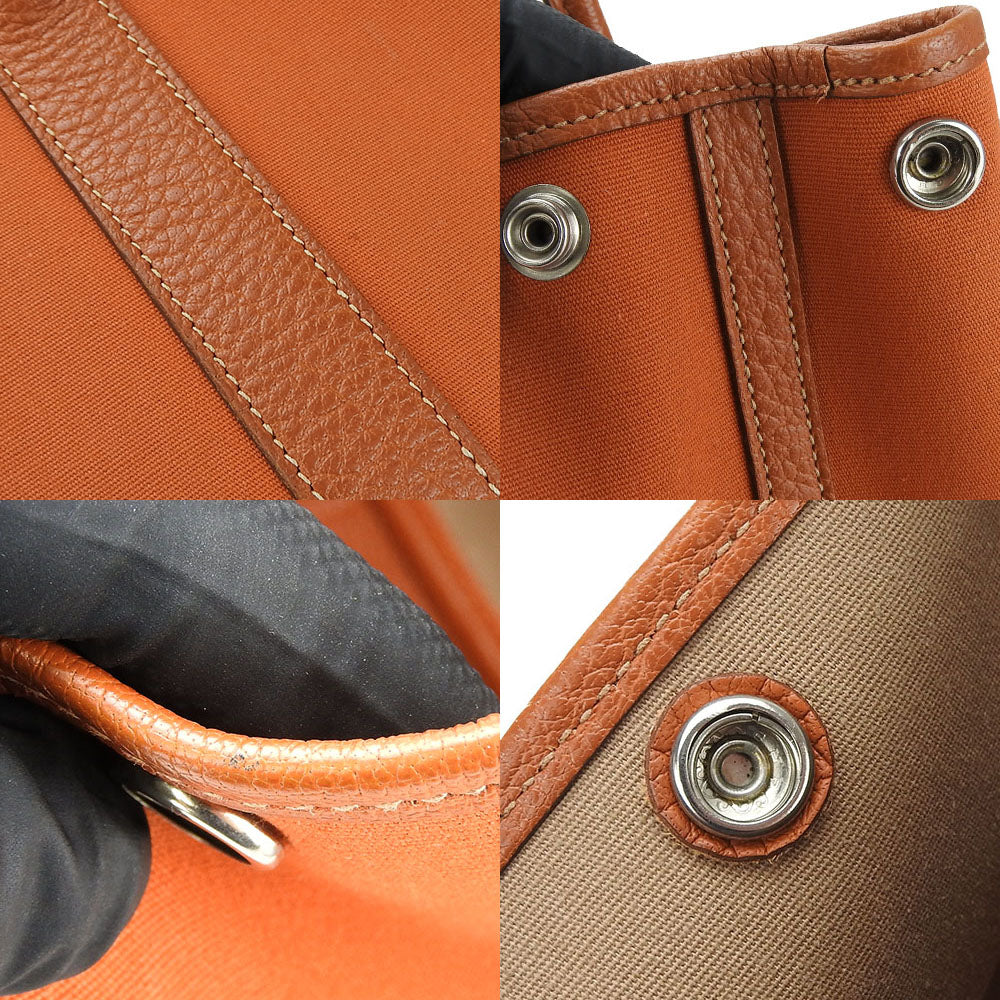 HERMES Tote Bag Canvas, Leather Orange Garden party TPM Women Used Authentic