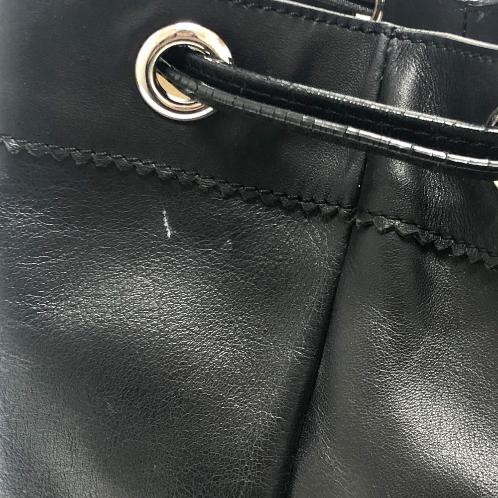J&M Davidson Shoulder Bag leather black logo fringe Women Used Authentic
