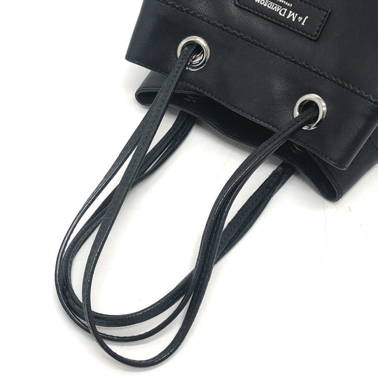 J&M Davidson Shoulder Bag leather black logo fringe Women Used Authentic
