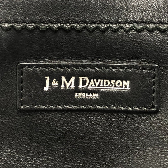 J&M Davidson Shoulder Bag leather black logo fringe Women Used Authentic