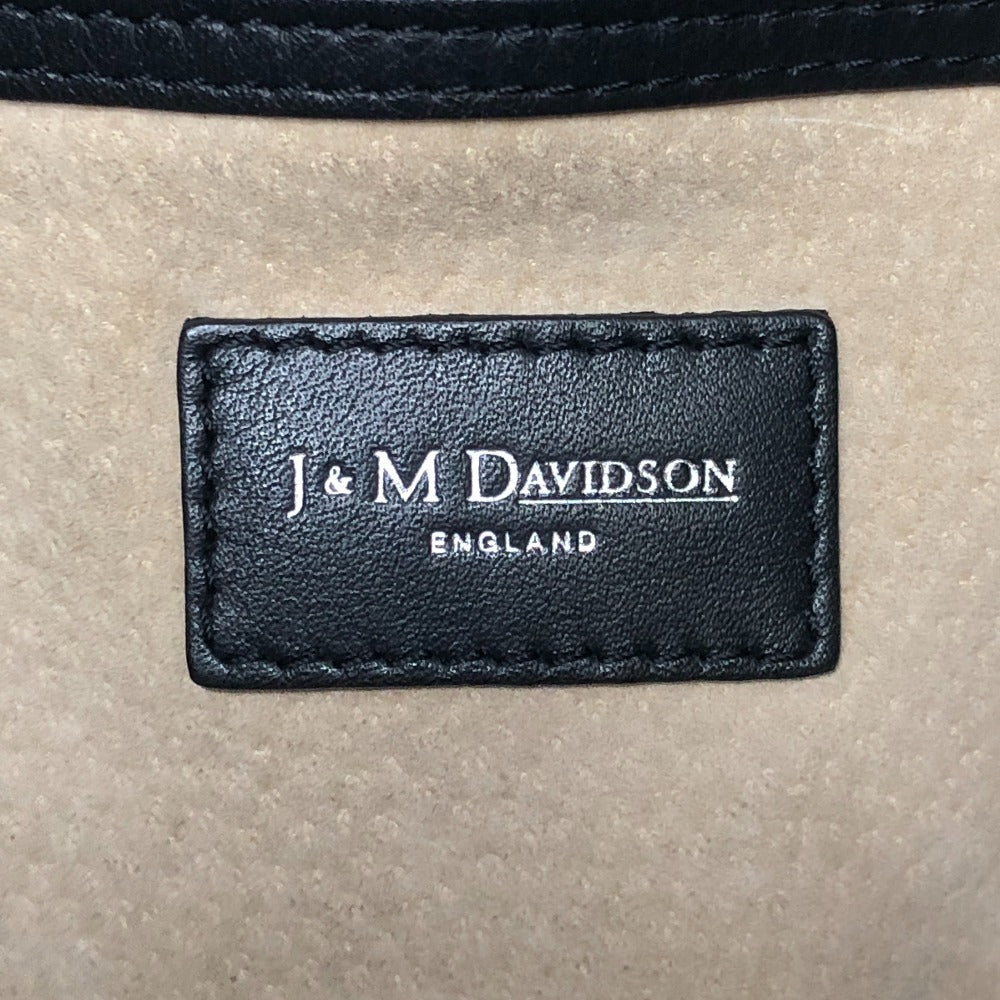 J&M Davidson Shoulder Bag leather black logo fringe Women Used Authentic