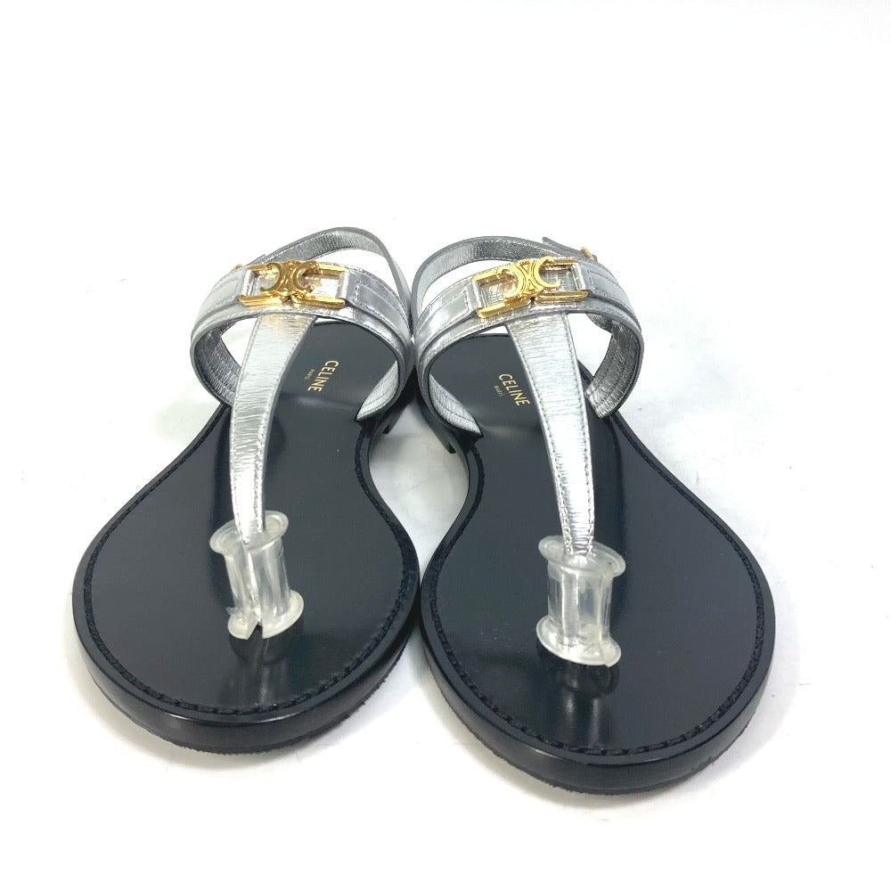 CELINE Sandals leather Silver triomphe tongs Women 36 Used Authentic