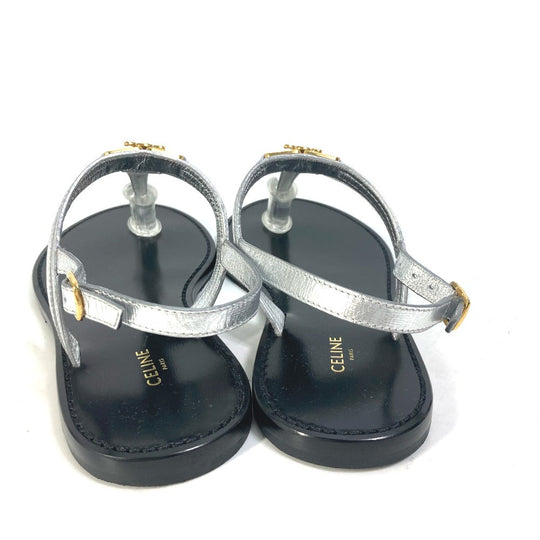 CELINE Sandals leather Silver triomphe tongs Women 36 Used Authentic