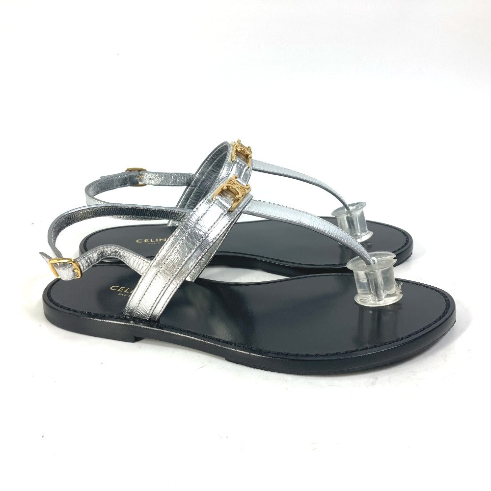 CELINE Sandals leather Silver triomphe tongs Women 36 Used Authentic