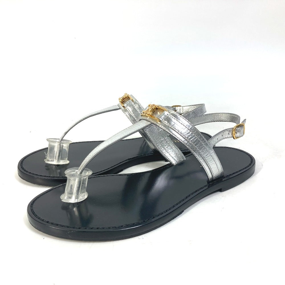CELINE Sandals leather Silver triomphe tongs Women 36 Used Authentic