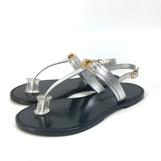 CELINE Sandals leather Silver triomphe tongs Women 36 Used Authentic
