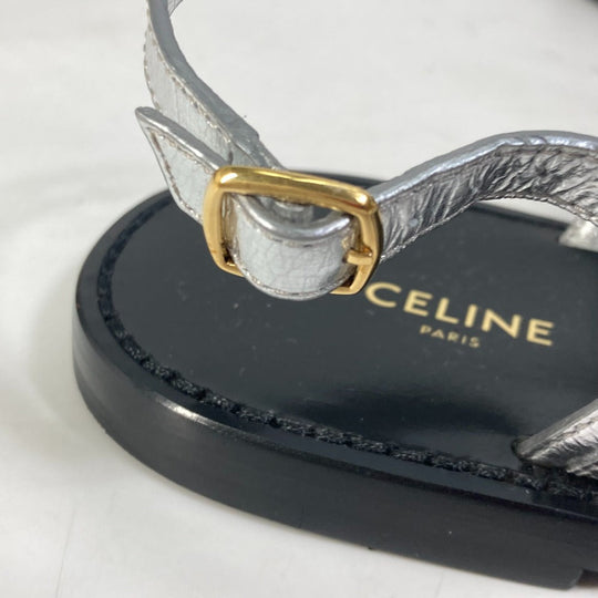 CELINE Sandals leather Silver triomphe tongs Women 36 Used Authentic