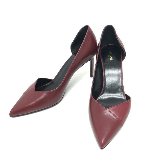 CELINE pumps leather wine-red Cross Leather Women 36 Used Authentic