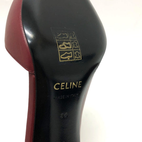 CELINE pumps leather wine-red Cross Leather Women 36 Used Authentic