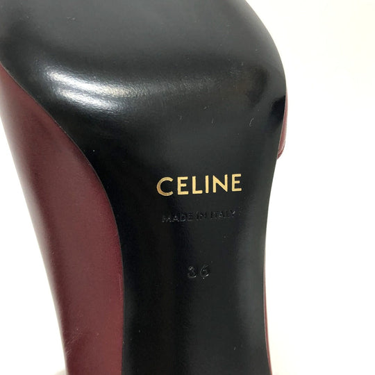 CELINE pumps leather wine-red Cross Leather Women 36 Used Authentic