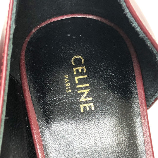 CELINE pumps leather wine-red Cross Leather Women 36 Used Authentic
