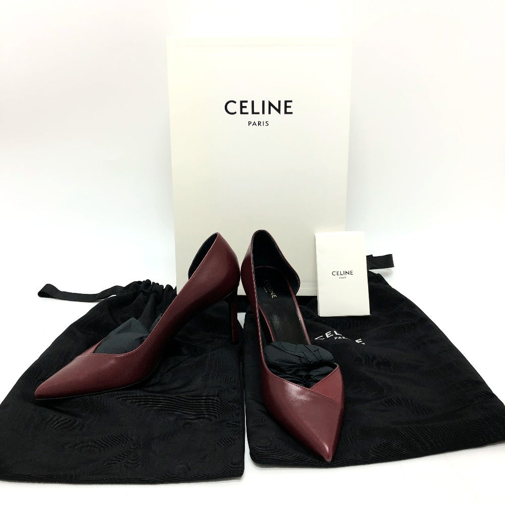 CELINE pumps leather wine-red Cross Leather Women 36 Used Authentic