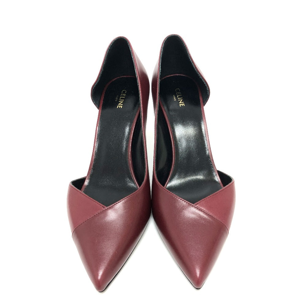 CELINE pumps leather wine-red Cross Leather Women 36 Used Authentic