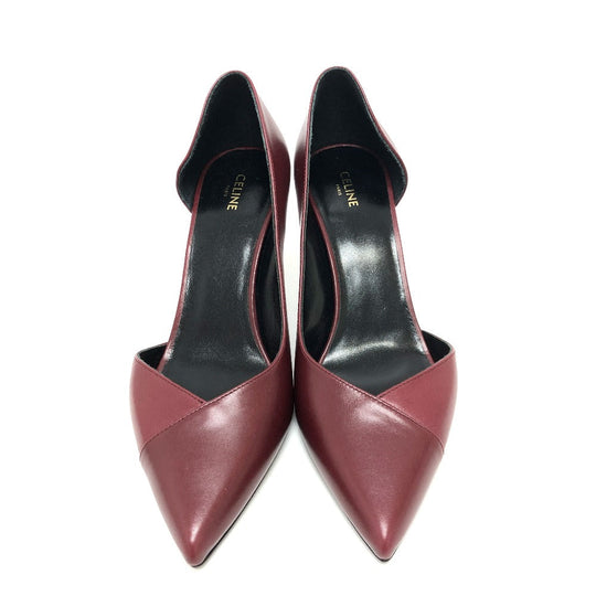 CELINE pumps leather wine-red Cross Leather Women 36 Used Authentic