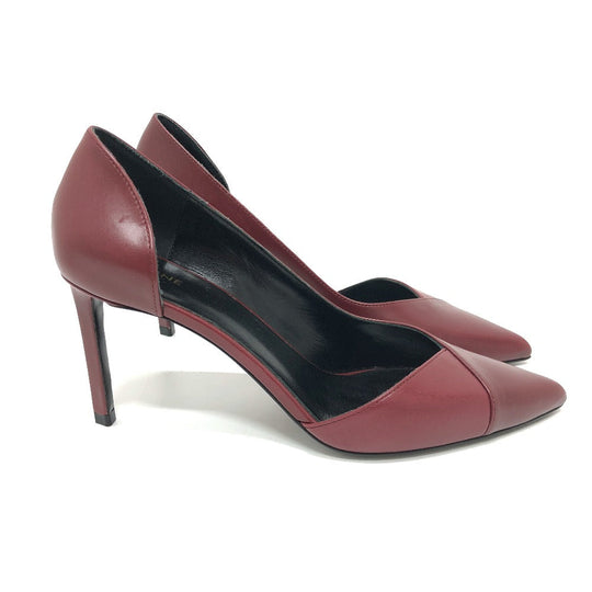 CELINE pumps leather wine-red Cross Leather Women 36 Used Authentic