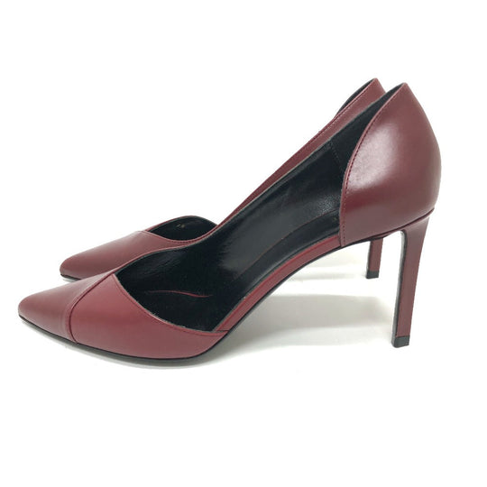 CELINE pumps leather wine-red Cross Leather Women 36 Used Authentic