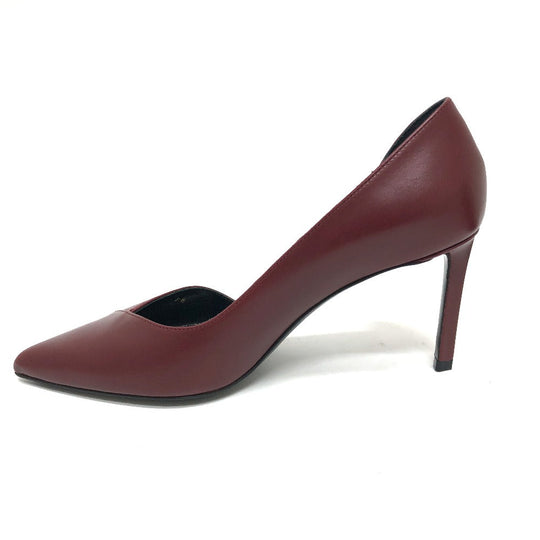 CELINE pumps leather wine-red Cross Leather Women 36 Used Authentic