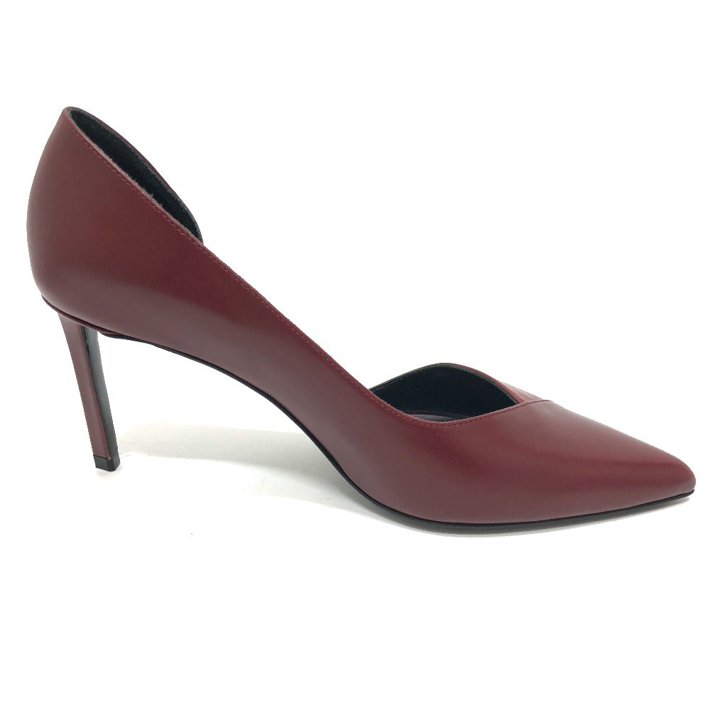 CELINE pumps leather wine-red Cross Leather Women 36 Used Authentic