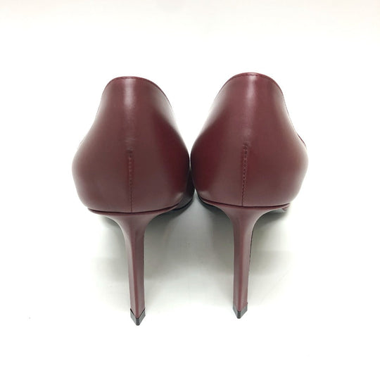 CELINE pumps leather wine-red Cross Leather Women 36 Used Authentic