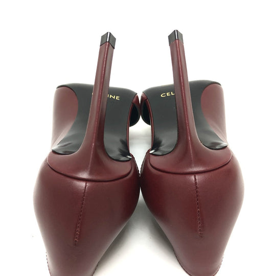 CELINE pumps leather wine-red Cross Leather Women 36 Used Authentic