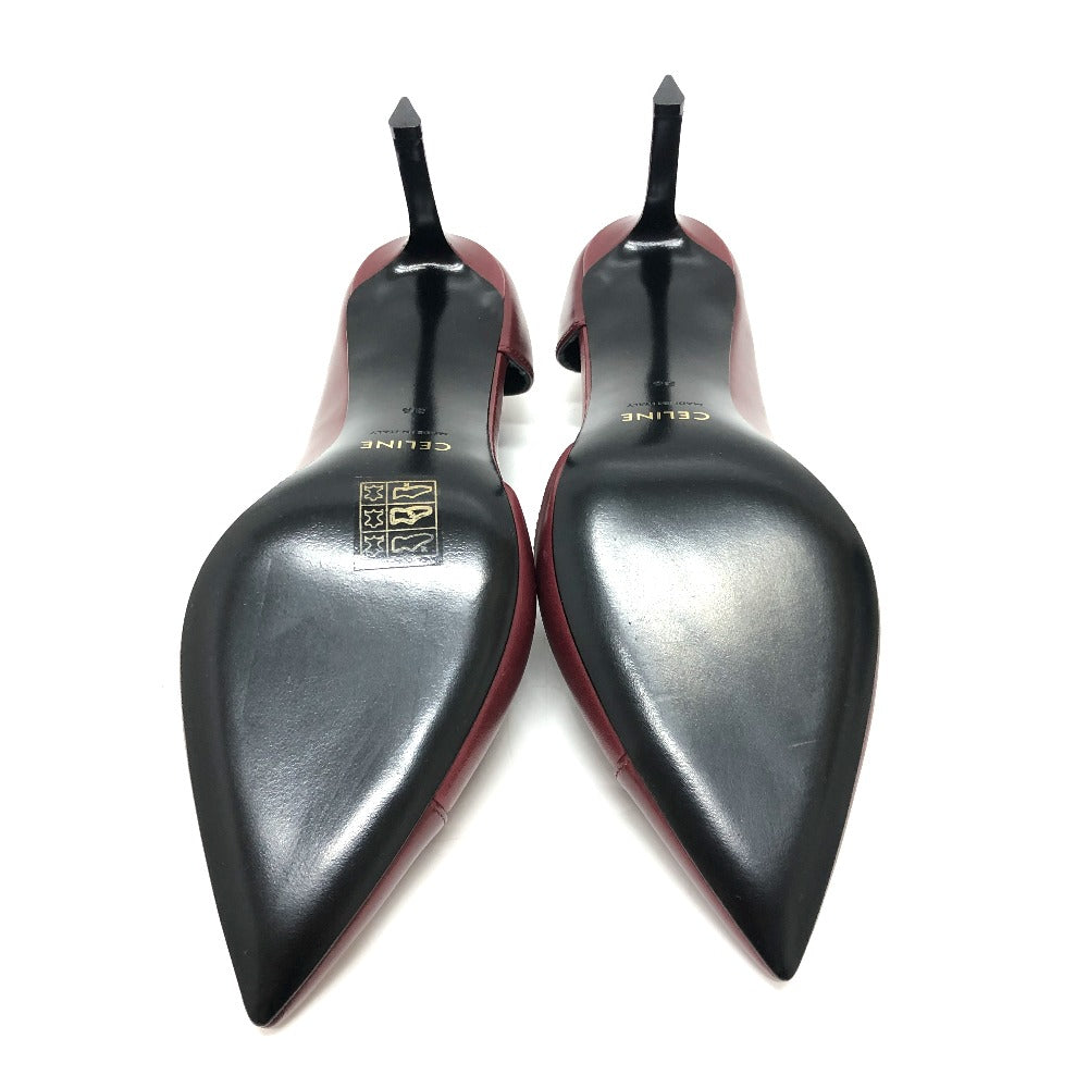 CELINE pumps leather wine-red Cross Leather Women 36 Used Authentic