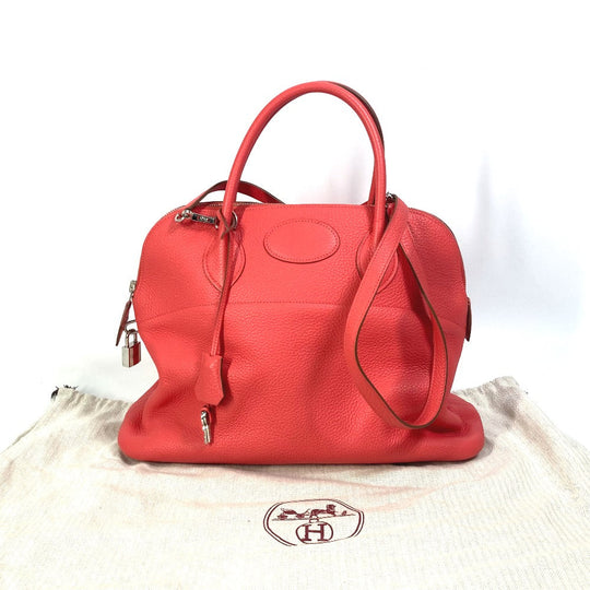 HERMES Handbag Taurillon Clemence Red Shoulder Bag Crossbody Bored 35
