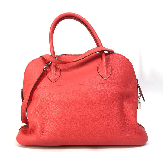 HERMES Handbag Taurillon Clemence Red Shoulder Bag Crossbody Bored 35