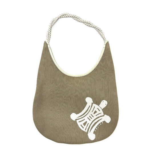 CELINE Shoulder Bag Canvas / leather beige Macadam