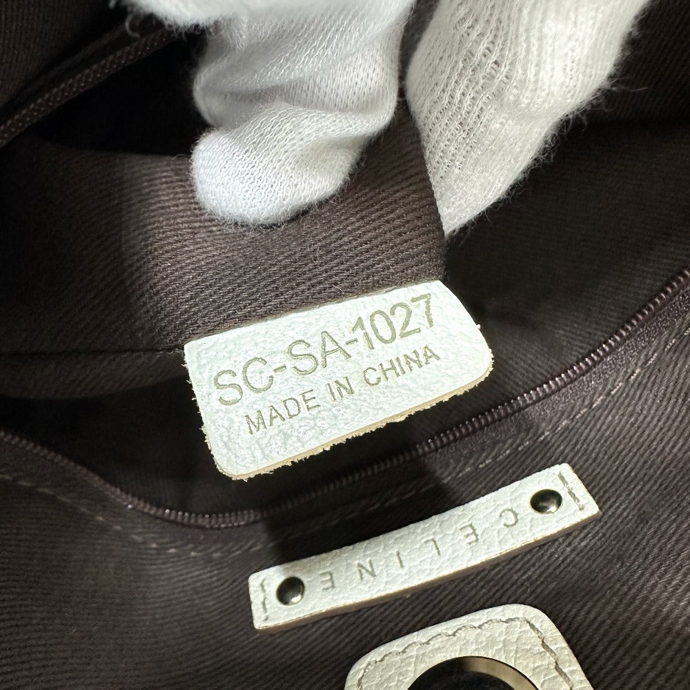 CELINE Shoulder Bag Canvas / leather beige Macadam