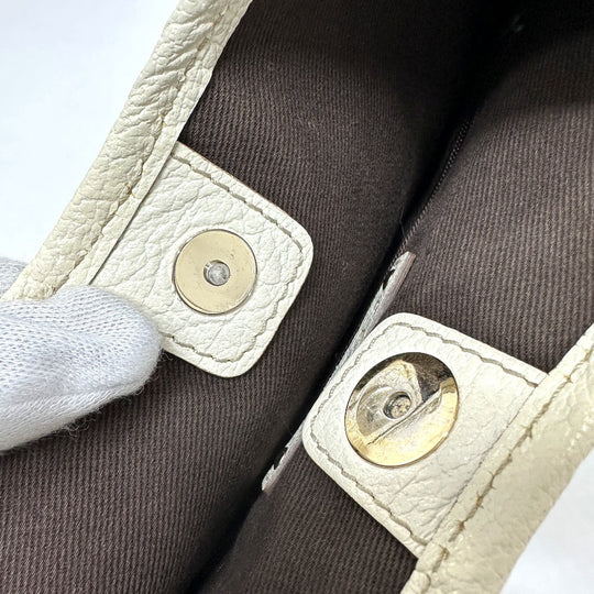 CELINE Shoulder Bag Canvas / leather beige Macadam