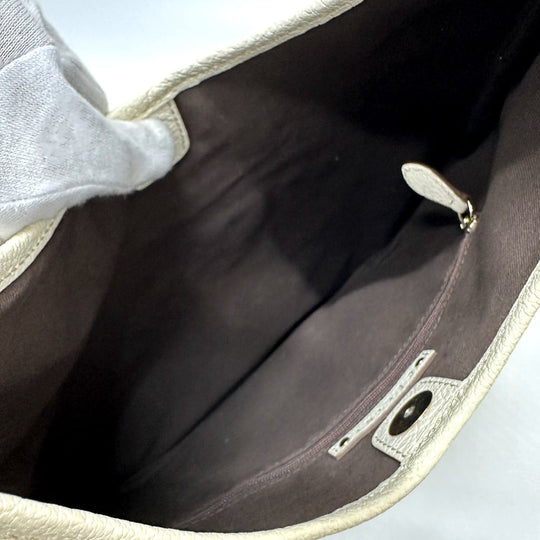 CELINE Shoulder Bag Canvas / leather beige Macadam