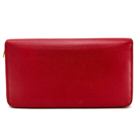 CELINE Long Wallet Purse leather Red Large zipped wallet Women Used Authentic