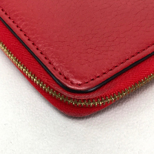 CELINE Long Wallet Purse leather Red Large zipped wallet Women Used Authentic