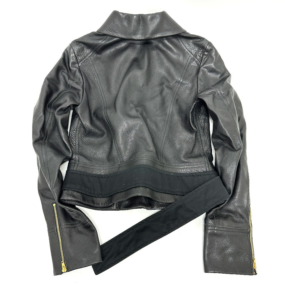 CELINE Riders jacket Leather, Cotton black Women 34 Used Authentic