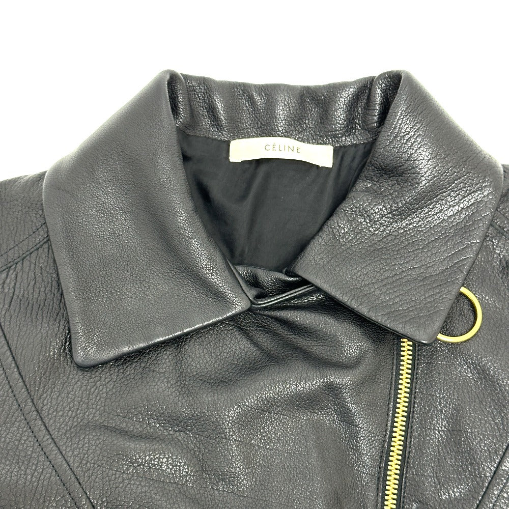 CELINE Riders jacket Leather, Cotton black Women 34 Used Authentic
