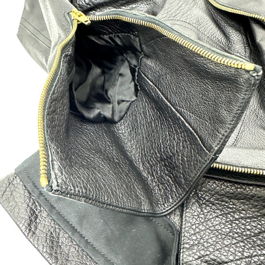 CELINE Riders jacket Leather, Cotton black Women 34 Used Authentic